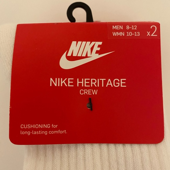 Nike Heritage 2 pack white crew socks M8-12 W10-13 - Picture 3 of 4
